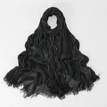 Fashion Crinkle Cotton Royan Hijab Scarf for Muslim Women Islamic Long Soft Shawls Wraps Short Tassel Bufanda Accessories