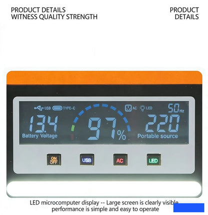 LiFePO4 600W Portable Power Station AC 220V 40Ah Solar Generator Storage Energy Power Bank for Camping Travel RV Home Emergency