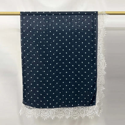 New Lace Modal Hijab Double Sided Polka Dot Print Hijabs for Women Muslim Fashion Turban Head Scarf Headwraps for Women Ramadan