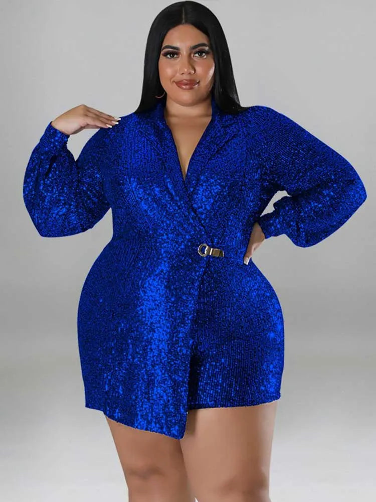 Jumpsuits Women Elegant Luxury Plus Size Party Ladies Long Sleeve Jumpsuit with Sequins 3xl 4xl 5xl Sexy Evening Woman Jumpsuit