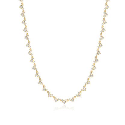MUXIFC 3mm Full Moissanite Tennis Diaomond Necklace GRA Certificate S925 Sterling Silver Plated 18k Gold Clavicle Chain Gift