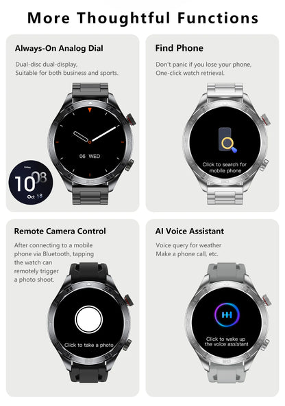 2026 new business men's smart watch 1000 mAh battery with compass altitude pressure IPX8 waterproof call sports health watch