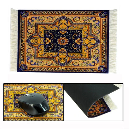 Woven flower Persian carpet small coaster wholesale merchants cheap mouse pad desk mat retro style rubber non-slip computer mats
