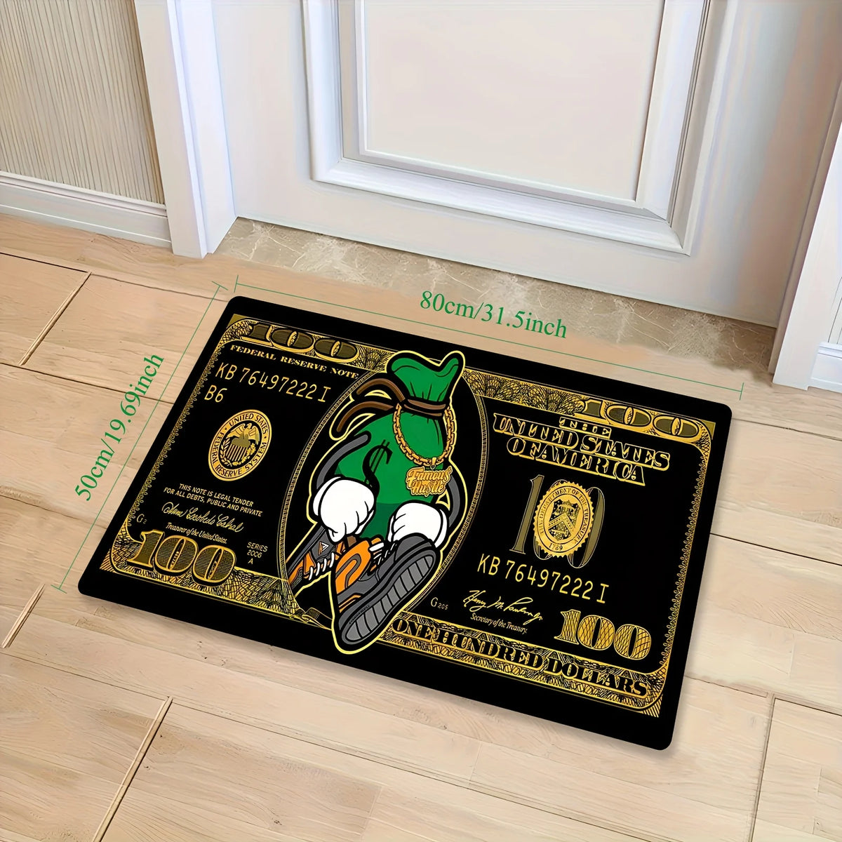 $100 Bill Pattern Area Rug,Soft Touch & Non-Slip,Washable Decorative Mat for Living Room Bedroom,Kitchen,Office – Xmas Gift Idea
