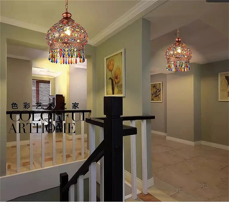 design lamp pendant lighting crystal Bohemia Retro droplight Iron handmade pendant lights for restaurants hanging lights bedroom