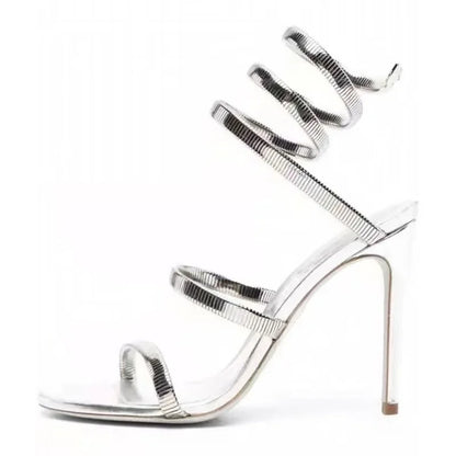 Luxury Designer High Heels Women Sexy Snake Twine Party Dress Shoes Ladies Stripper Shoes Open Toe Summer Sandals for Women