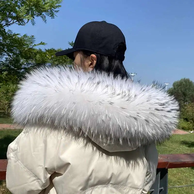 2025 Winter Raccoon Fur Collar Women Men Luxury Natural Fur Hood Trim Decors For Coat Jacket  Genuine Real Fur Shawls Scarves