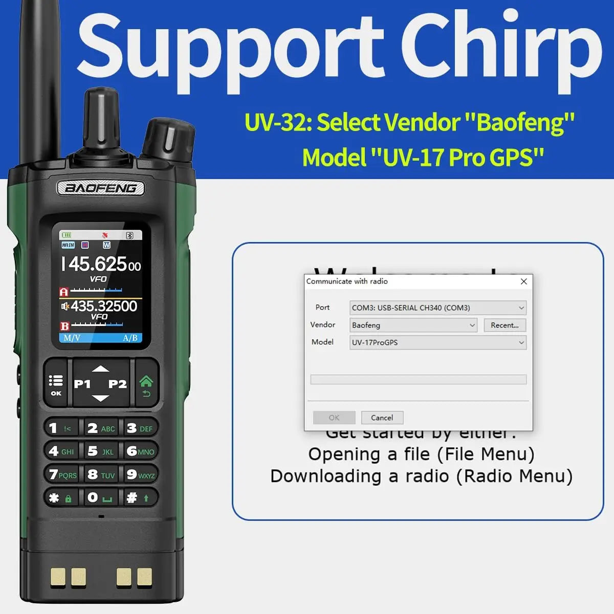 BAOFENG UV 32 Walkie Talkie Long Range GPS 10W Multi Band Wireless Bluetooth Programming Copy Frequency UV32 Ham Radio Camping