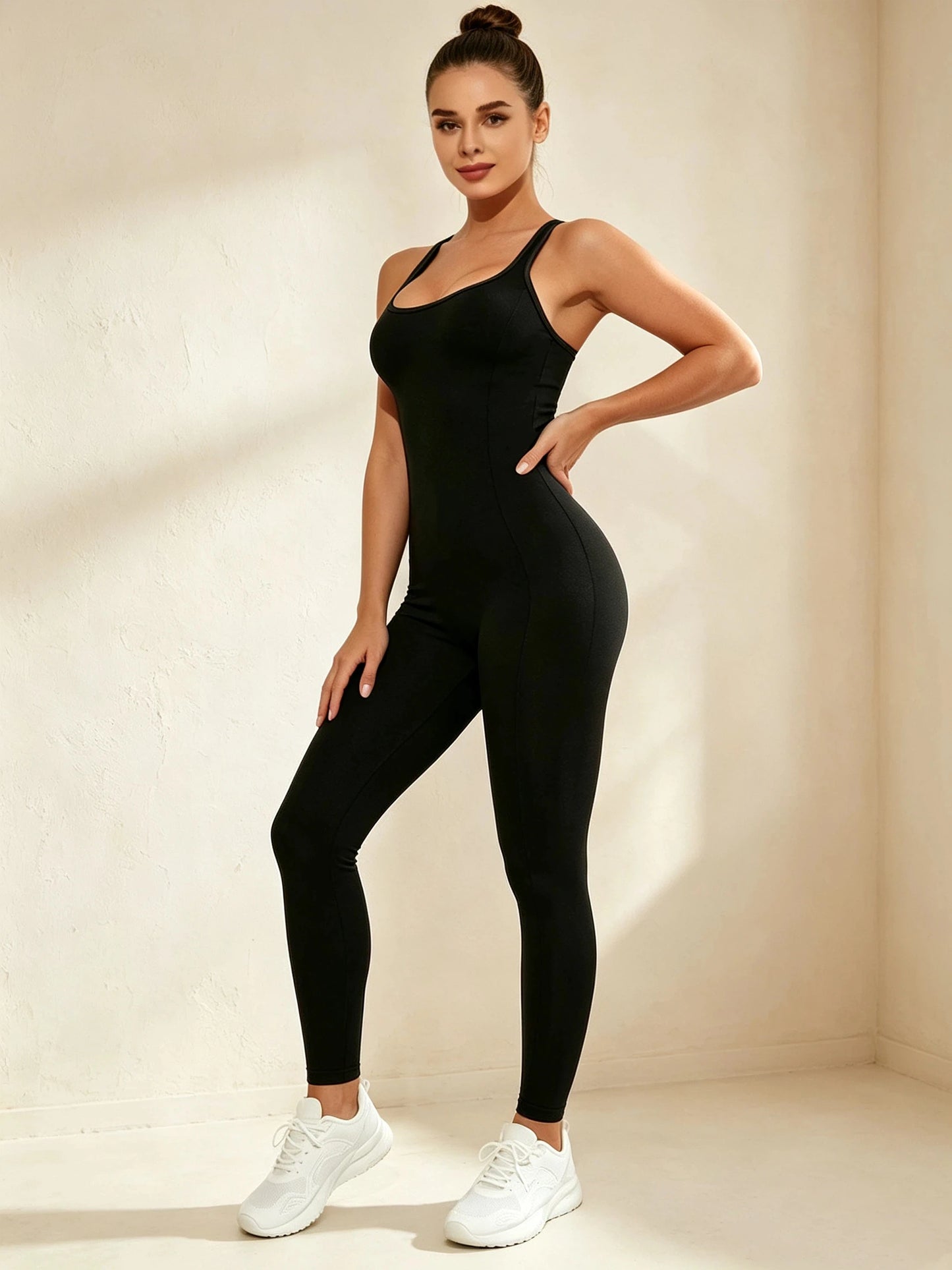 Women Spaghetti Strap Yoga Jumpsuit Criss Cross Open Back One Piece Workout Bodysuit High Elastic Slim Fitness Gym Sports Romper
