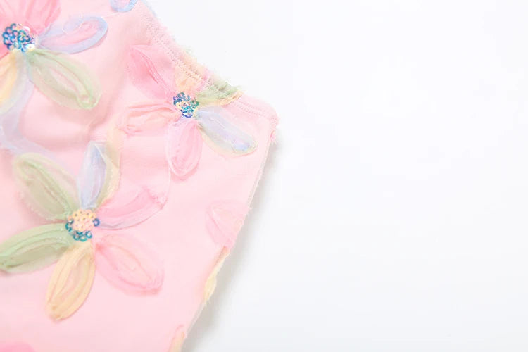 Weird Puss Colorful Flowers Skirts Women Sequins Patchwork Mesh Summer Trend Sweet Street Party Casual Holiday Chic Mini Bottoms