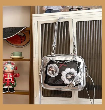 JIAERDI Sweet Cool Hot Girl Subculture Ita Bag Women Gothic Chain Crossbody Bag Ladies Large Capacity Black Shoulder Bags Y2K