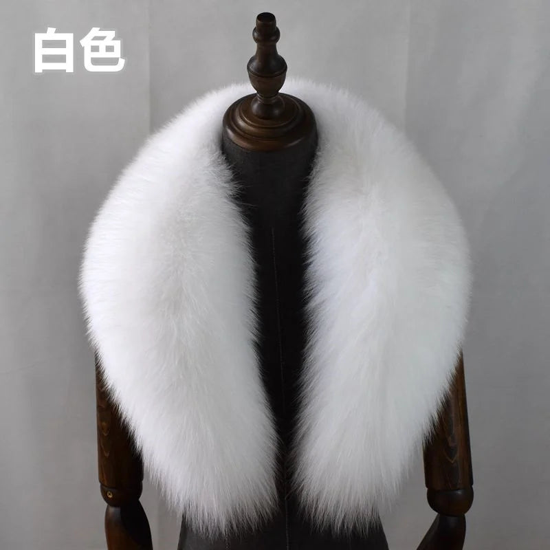 Fox Fur Collar 100% Real Fox Fur Scarf Winter Women Natural Fur Gray Collar Large Size Neck Warmer Fur Scarf Shawls