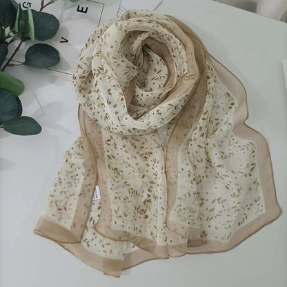 Small Flower Full of Stars Print Women Elegant Chiffon Georgette Bandana Scarf Summer Beach Sunscreen Thin Hijab Shawl