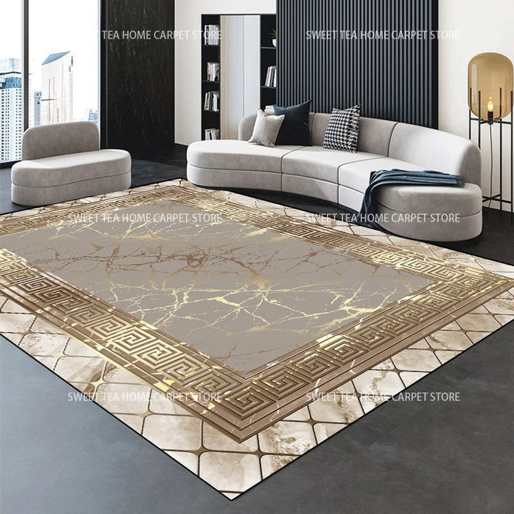 Modern Golden Luxury Carpet Large Living Room Decoration Home Rugs Non-slip Bedroom Mat Customizable Coffee Table Lounge Rugs