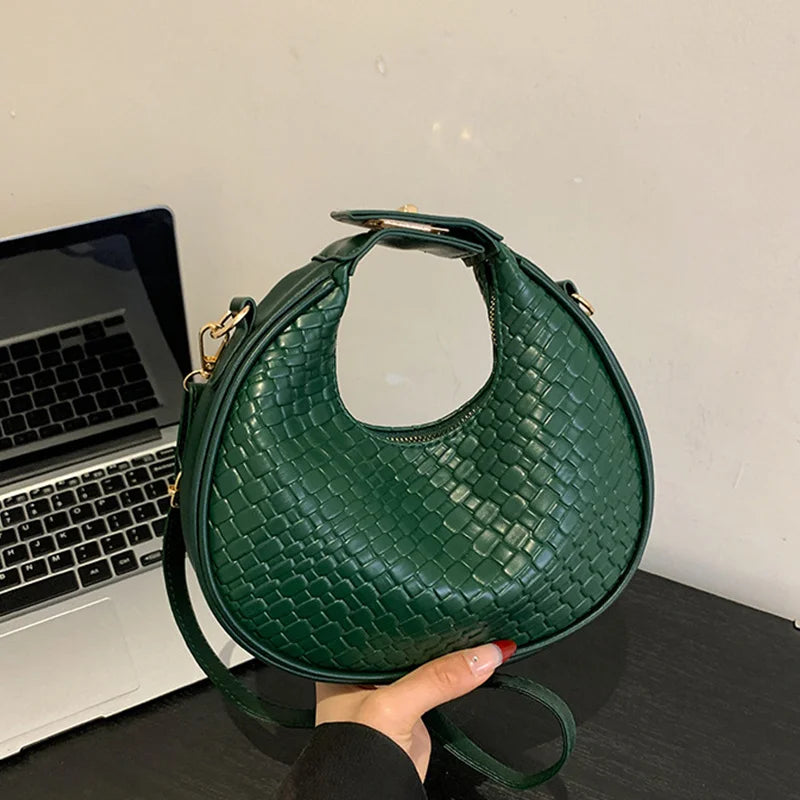 Fashion Black Half Moon Bag Luxury Pu Leather Ladies Purses and Handbags Crossbody Women Shoulder Bags