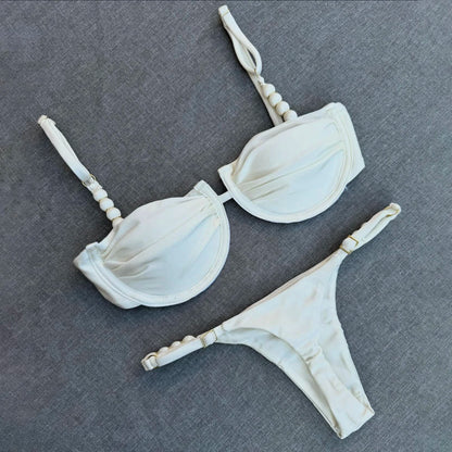 Push Up Bikinis Sexy Women Swimsuit 2025 Female Swimwear Bandeau Biquini Thong Triangle Swimming Suits Halter Bodysuit Beachwear