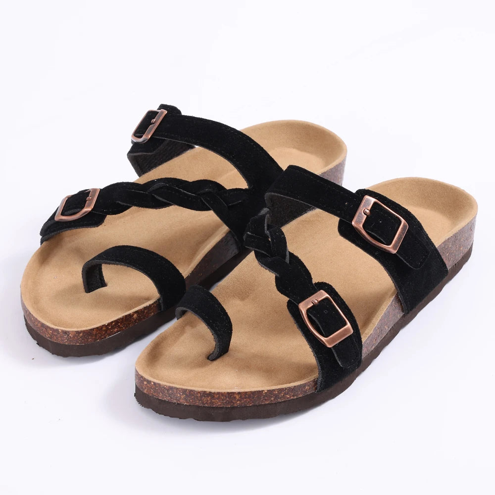 Kidmi Summer New Women's Slippers With Double Adjustable Buckle Casual Non-slip Comfortable Beach Slippers Outdoor Women Sandals