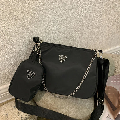 Woman Female Fashion Causal Handbag Set Crossbody Bags Shoulder Handbags 2in1 Sling Bag Trend Hand Bag For Travel Shopping
