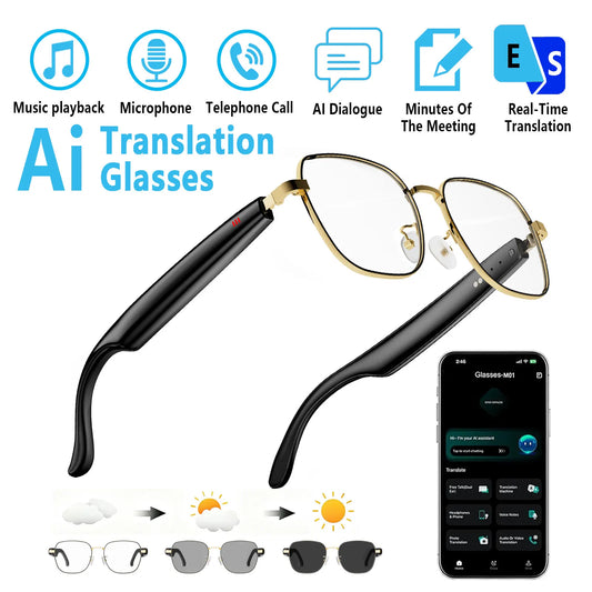 Smart Audio Glasses with Real-Time Translation Hi-Fi Music Playback Noise-Cancelling Voice Calls And Photochromic Lenses