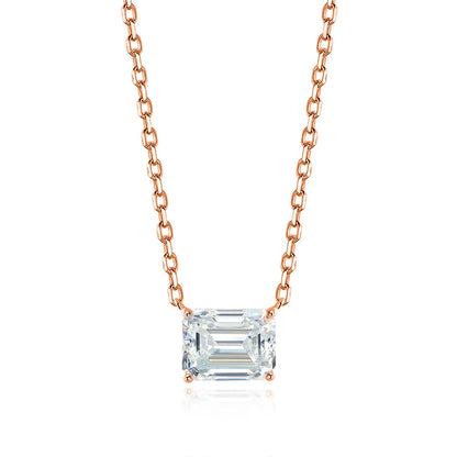 Smyoue 1-3CT Solitaire Moissanite Necklace for Women Emerald Cut Lab Diamond Wedding Female Necklace 925 Sterling Silver Jewelry
