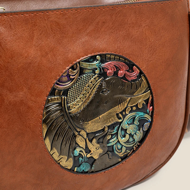 Vintage 3D Floral Embossed Crossbody Bag Soft Leather Elegant Shoulder Bag Luxury Handbag Women Bags Designer Mother Ladies Sac