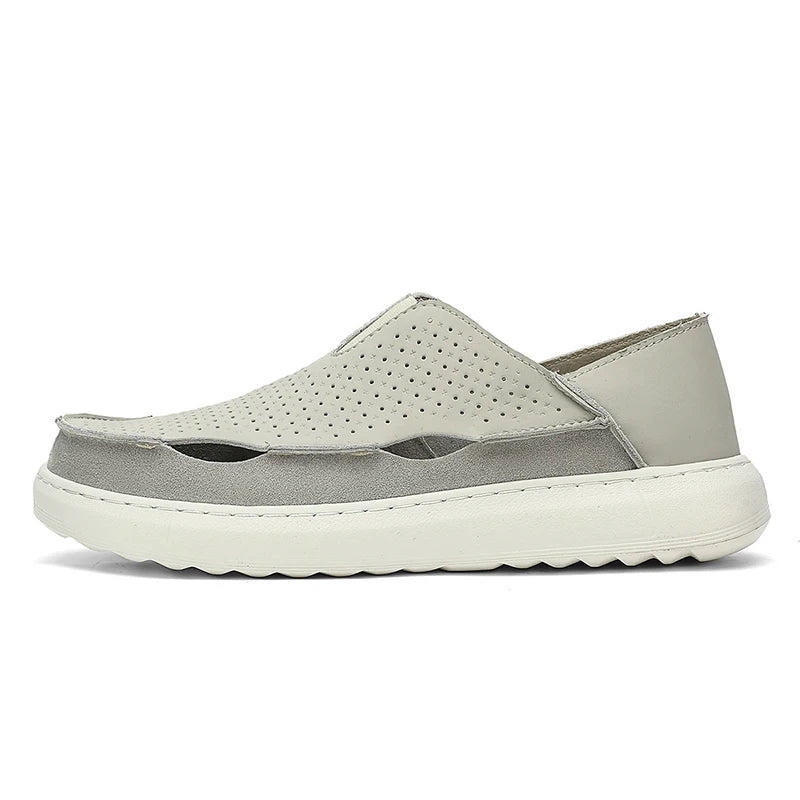 Mens Sandals Summer Handmade Leather Daily Wear Fashionable Walking Shoes Breathable Odor Proof Casual Loafers Plus Size Male