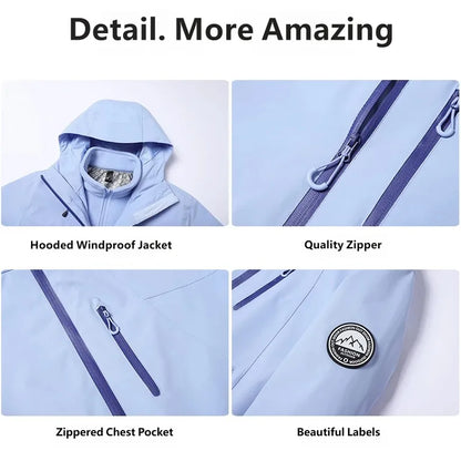 CHRLCK Men Women Hiking 3IN1 Jackets Waterproof Fleece Windproof Windbreaker Camping Climbing Trekking Outdoor Jacket Autumn