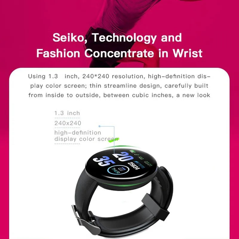 D18 Smart Watch Men Women Smartwatch Blood Pressure Waterproof Digital Watches Sports Fitness Tracker Watch for Apple Watch Band