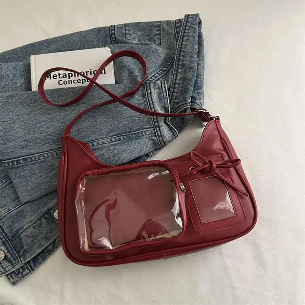 HOT Womens Transparent Ita Bags Girl Transparent Messenger Bag Women's Designer Handbags Ladys DIY Badge Tote Bag Lolita Handbag