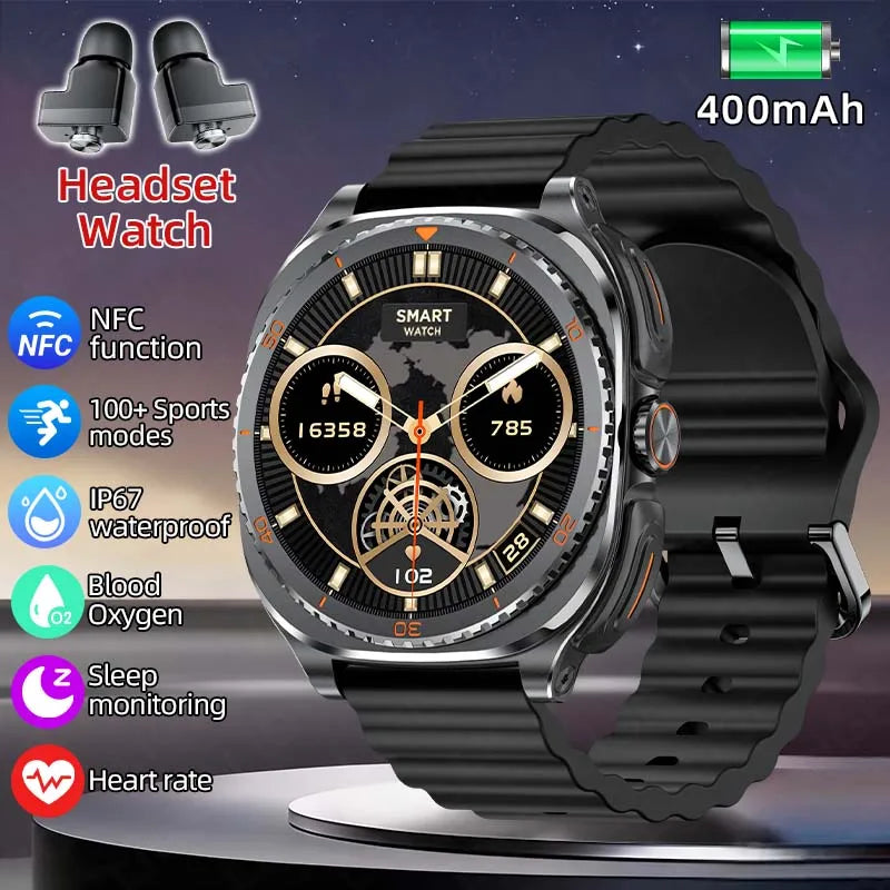 New 2026 TWS 2-in-1 Wireless Headset Smart Watch 7 Ultra AMOLED HD Screen Smartwatch with Earbuds Bluetooth Call Sports Watches