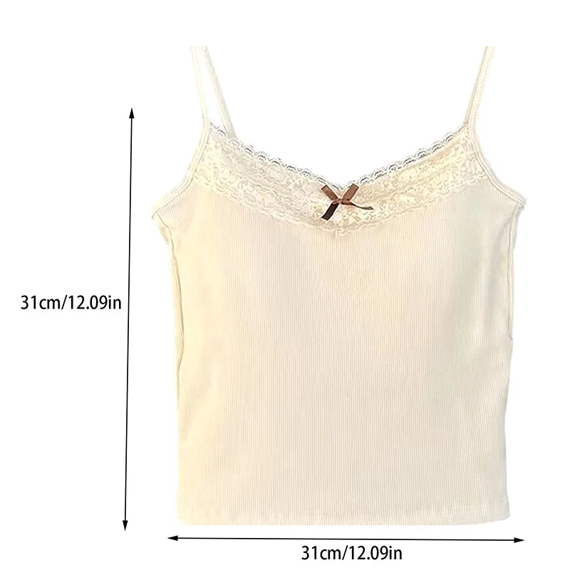 Coquette Y2k Crop Top Summer Lace Tank Top Women Cropped Cute Camis Sexy White Crop Tops Female Korean Sleeveless Black Vest
