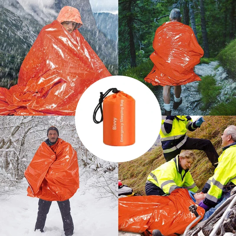 Emergency Sleeping Bag Ultra Waterproof Mylar Thermal Blankets Lightweight Survival Sleeping Bag Keep Warm for Camping Hiking