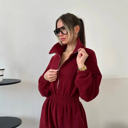 Jumpsuits Women Rompers One Piece Full Sleeve Zipper Overalls Long Pants Elastic High Waist Rompers Y2k Streetwear Jumpsuit 2025