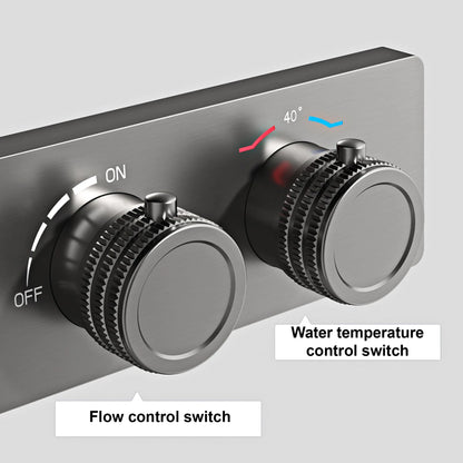 Luxury Brass Gun Gray Ceiling Constant Temperature Shower System LED Digital Display Hot and Cold Water Embedded Bathroom Faucet