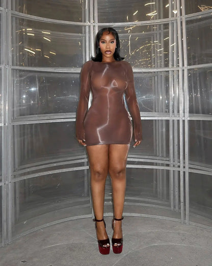 Sexy Oli Play Bodysuit Bodycon Jumpsuit Women Mesh Black See-through Outfit 2026 Spring New Ventilate Skinny Bodycon Club Skirt