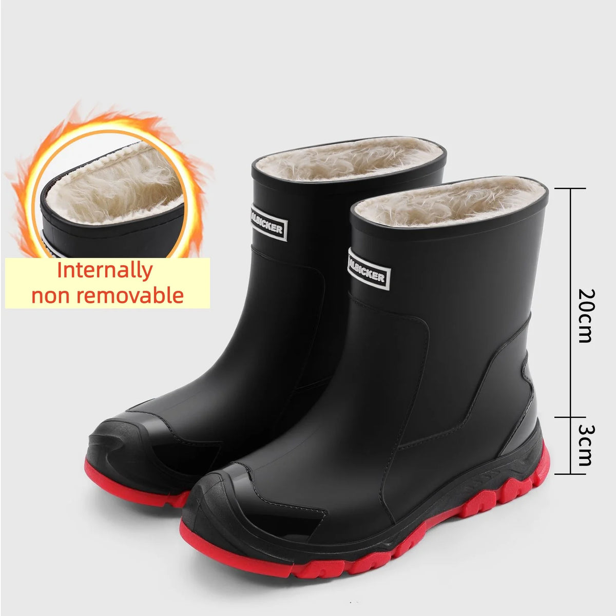 Mens High Top Rain Boots Mid Tube Couple Chef Shoes Thick Soled Long Tube Boot Outdoor Plush Warm Casual Boots Winter Water Shoe