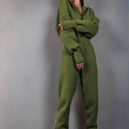 Fleece Sport Jumpsuit Women Playsuit Sportswear Female Long Sleeve Zipper Hoodies Jumpsuits Zipper Up Autumn Winter Overalls