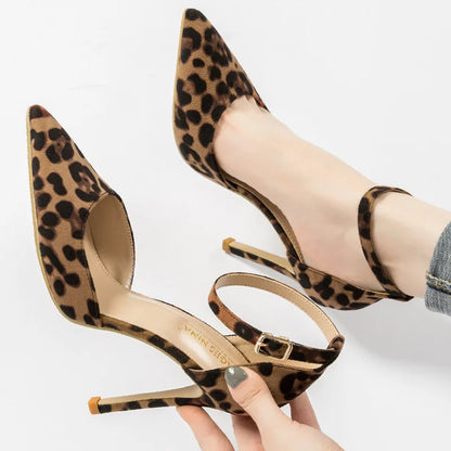 Autumn Sexy Leopard Women Sandals Office Pumps 6cm 8cm 10cm Elegant Office  High Heels Women Pointed Toe Luxury Female Shoes