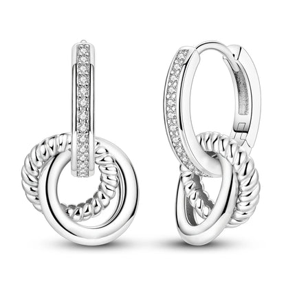 925 Sterling Silver Original Hoop Earring For Woman Luxury  Pendientes Wedding Jewelry Gift