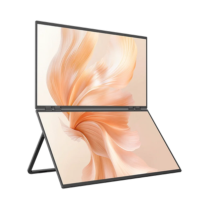 UPERFECT Delta Mega 23.8 Inch 100Hz Dual Screen Stacked Computer Display 1080P 360° Folding Triple Extender Monitor with Speaker