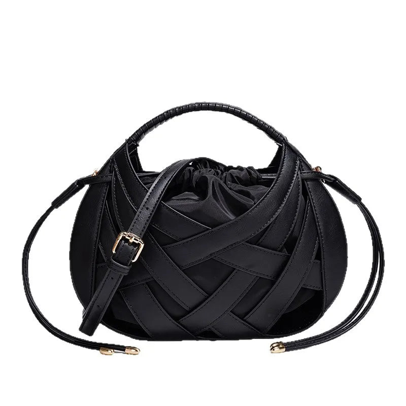 Fashion Woven Hollow Women Handbags Luxury Designer Ladies Shoulder Messenger Bag Small Totes Tassel Lady Composite Bag Burgundy