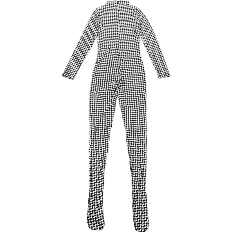 Shestyle Plaid Bodycon Jumpsuits Women with Stocking Sporting Turtleneck Casual Winter Fashion New Zipper Fitness Clothing New