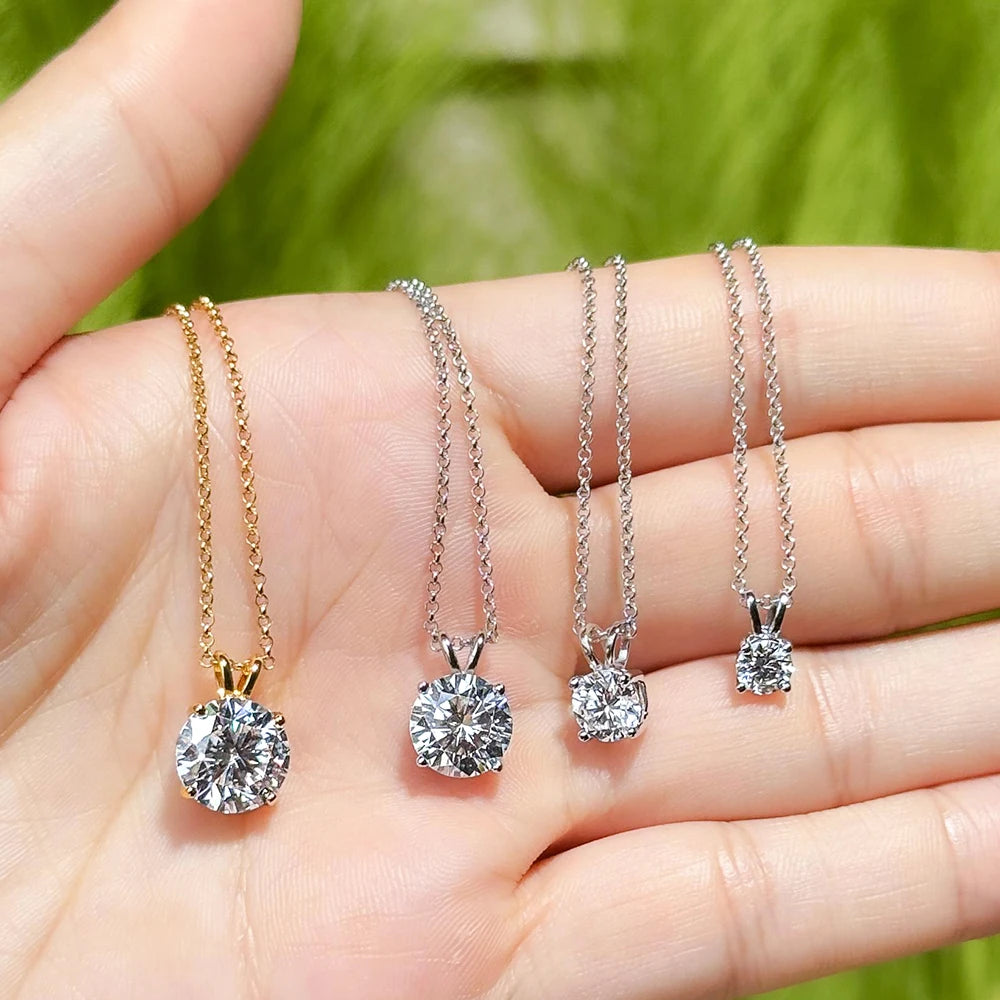 BXINY 1-5CT Brilliant Round Cut Moissanite Pendant Necklace Pure S925 Silver Certified Solitaire Diamond Neck Chain Gift Jewelry