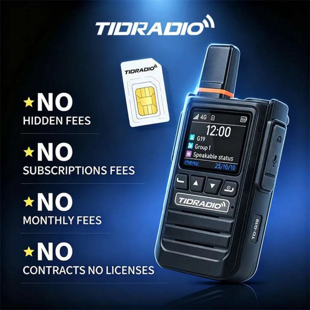 TIDRADIO TD-G19 Global POC Radio AI Noise Canceling Wireless Accessories 4G Walkie Talkie Long Range PTT Group Call Loud Audio