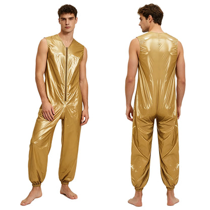 Adult Waterproof Adaptive Jumpsuit Leak-proof Diaper Cover Sleeveless Leg Opening Rompers for Elderly Bedridden Special Needs