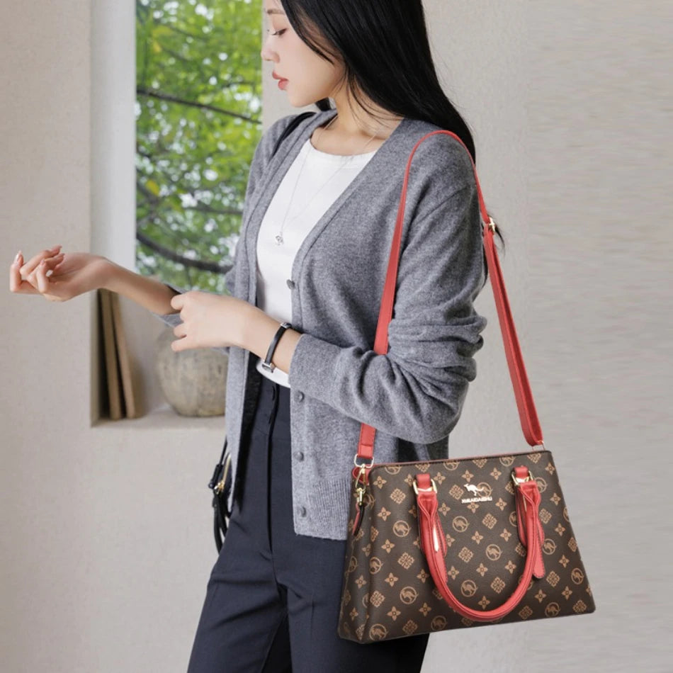 Luxury Women Handbag Fashion Print Large Capacity Shoulder Crossbody Bag Leisure Designer Soft Leather Ladies Purses and Handbag