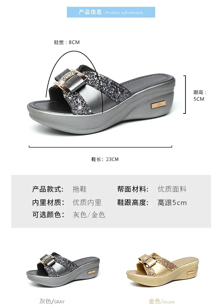 2024 Summer Women's Open Toe Casual Slippers Women Fashion Platform High Heel Female Slides Shoes Comfortable Wedge Sandals