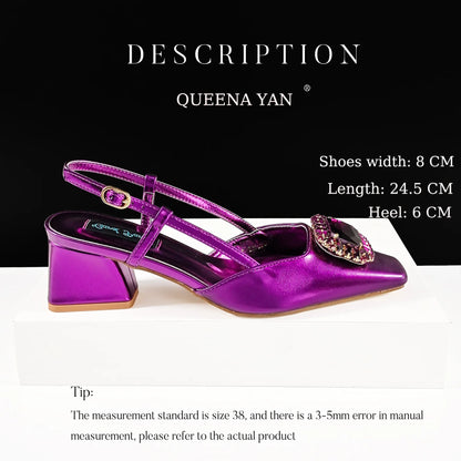 Queena Yan 2025 Nigerian Banquet Shoes and Bag Set Fashion Ladies Matching Shoes and Bag High Heels Wedding Party Coffee Color