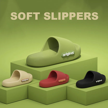 Unisex Letter Slippers Beach Slides Solid Color Mens Thick Sole Indoor Outdoor Bathroom Anti Slip Shoes Summer Couple Sandals