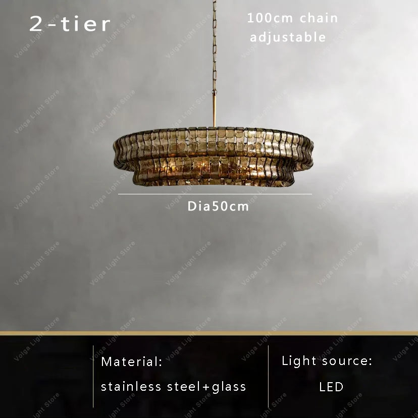 Glass Chandeliers Lights 2026 Classic Round Hanging Lamps for Ceiling Home Decoration Lighting Gold Lustres Lamparas De Teto